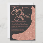 Sparkly Zwart Roos Gouden Glitter Jurk Sweet 16 Kaart (Voorkant)
