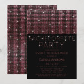Sparkly Zwart Roze Glitter Sequins Bachelorette Kaart (Voorkant / Achterkant)
