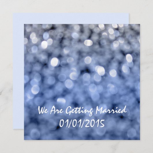 Sparks - Blue Wedding Invitation Kaart (Voorkant / Achterkant)