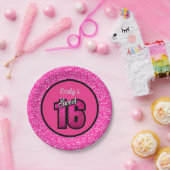 Sparks Pink Glitter Papieren Bordje (Feest)