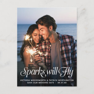 Sparks Will Typography Wedding Save the Date Aankondigingskaart