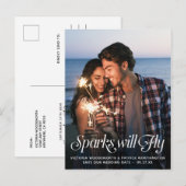 Sparks Zal Vliegen Typografie Huwelijk Save the Da Aankondigingskaart (Voorkant / Achterkant)