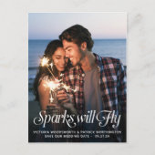 Sparks Zal Vliegen Typografie Huwelijk Save the Da Aankondigingskaart (Voorkant)