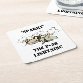 "Sparky" de Cartoon P-38 Lightning Kartonnen Onderzetters (Schuin)