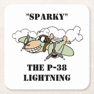 "Sparky" de Cartoon P-38 Lightning Kartonnen Onderzetters