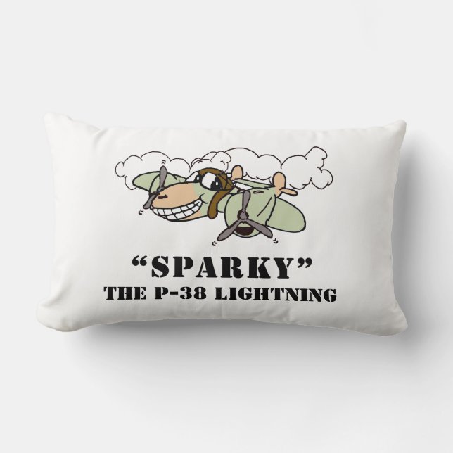 Sparky de Cartoon P-38 Lightning Kussen (Voorkant)