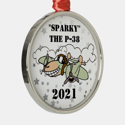 Sparky" de P-38 bliksem Cartoon Metal Ornament (Rechts)