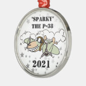 Sparky" de P-38 bliksem Cartoon Metal Ornament (Links)