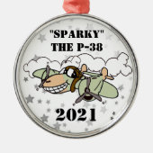 Sparky" de P-38 bliksem Cartoon Metal Ornament (Voorkant)