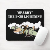 "Sparky" de P-38 bliksem Cartoon Muismat (Met muis)