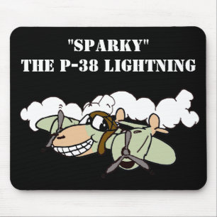 "Sparky" de P-38 bliksem Cartoon Muismat