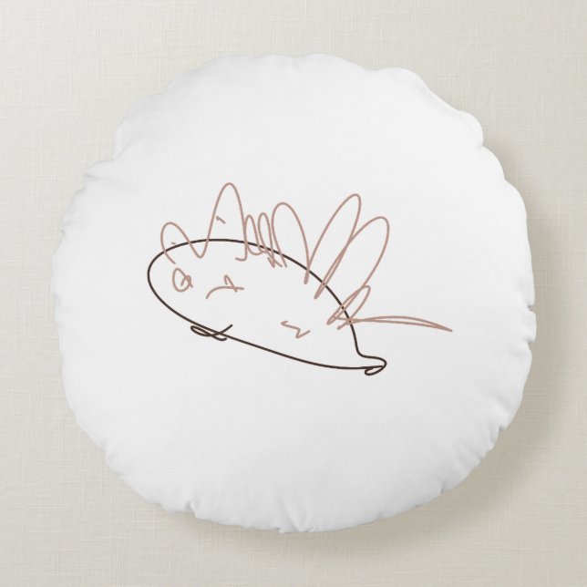 Sparky de ruige egel - Handgetekende kinder- Rond Kussen (Voorkant)
