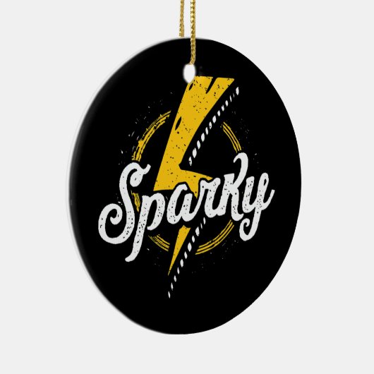 Sparky Electricia Funny Lineman Dad Retro Keramisch Ornament (Rechts)