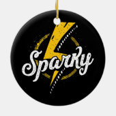 Sparky Electricia Funny Lineman Dad Retro Keramisch Ornament (Achterkant)