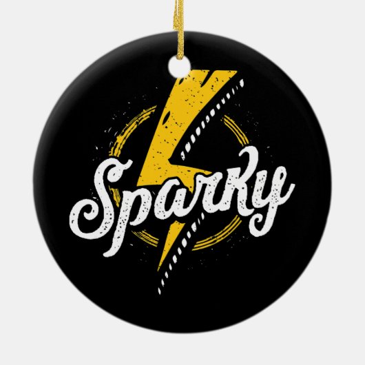 Sparky Electricia Funny Lineman Dad Retro Keramisch Ornament (Achterkant)