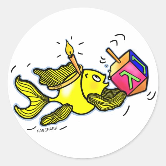 Sparky Hanuka Fish - Comic Cure Tekening Gift Ronde Sticker (Voorkant)