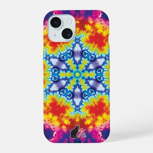 Sparky Kaleidoscoop iPhone 15 Case (Achterkant)