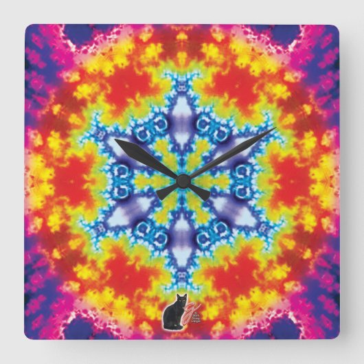 Sparky Kaleidoscoop Vierkante Klok (Voorkant)