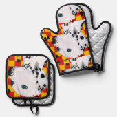 Sparky Oven Mitt en Pot Holder Set (Voorkant / Achterkant)