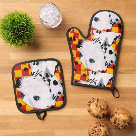 Sparky Oven Mitt en Pot Holder Set (Top down)