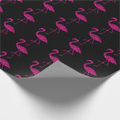 Sparly flamingo Roze glitterpatroon zwart Cadeaupapier (Hoek)