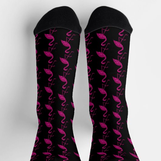 Sparly flamingo Roze glitterpatroon zwart Sokken (Top)