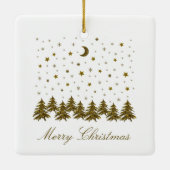 Sparly Gold kerstboom, maan, sterren Keramisch Ornament (Achterkant)
