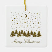 Sparly Gold kerstboom, maan, sterren Keramisch Ornament (Voorkant)