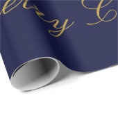 Sparly Gold kerstboom, maan, sterren op blauw Cadeaupapier (Rol Hoek)