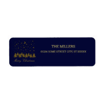 Sparly Gold kerstboom, maan, sterren op blauw