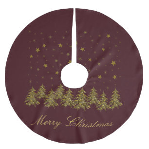 Sparly Gold kerstboom, maan, sterren op rood Kerstboom Rok