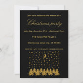 Sparly Gold kerstboom, maan, sterren op zwart Kaart (Voorkant)