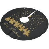Sparly Gold kerstboom, maan, sterren op zwart Kerstboom Rok (Gekanteld)
