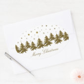 Sparly Gold kerstboom, maan, sterren Ovale Sticker (Envelop)