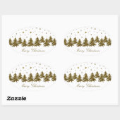 Sparly Gold kerstboom, maan, sterren Ovale Sticker (Vel)