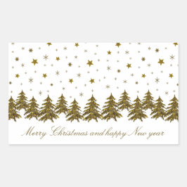 Sparly Gold kerstboom, maan, sterren Rechthoekige Sticker