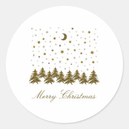 Sparly Gold kerstboom, maan, sterren Ronde Sticker