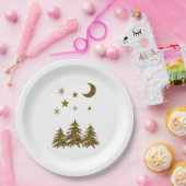 Sparly kerstboom, maan, sterren papieren bordje (Feest)