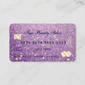 Sparly Lila Paars Gold Glitter-creditcard Visitekaartje (Voorkant)