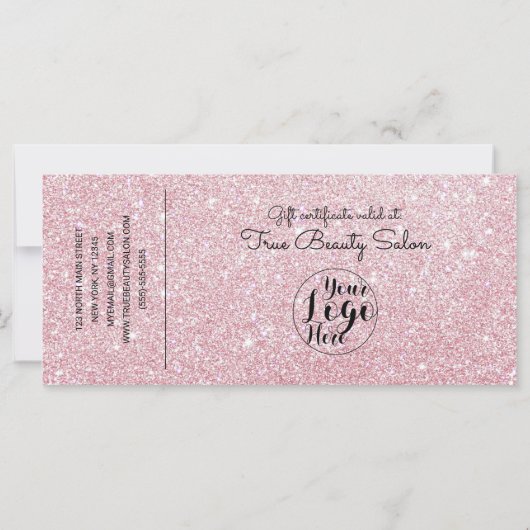 Sparly Roos Gold Glitter Check Cadeaubon (Achterkant)