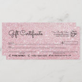 Sparly Roos Gold Glitter Check Cadeaubon (Voorkant / Achterkant)