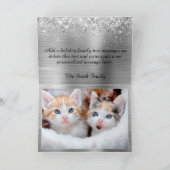 Sparly Silver Family Photo Happy Feestdagen Kaart (Binnen)