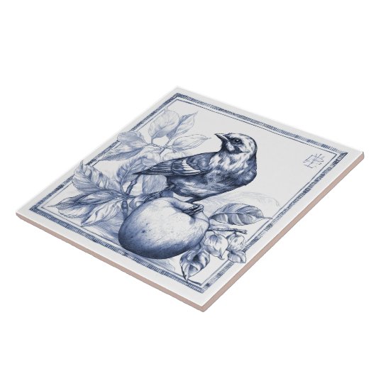 Sparow Apple Art Nouveau Waterverf Decor verwijder Tegeltje (Zijkant)