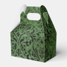 Sparrelend bosgroen en zwart vintage damast