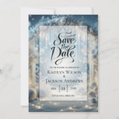 Sparrelende Besneeuwde Bos Huwelijk Save The Date (Voorkant)