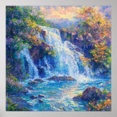 Sparrelende Waterval - Impressionistische Schilder Poster (Voorkant)