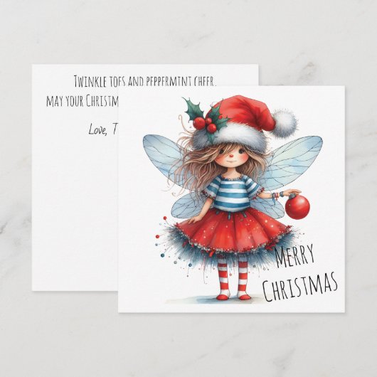 Sparrelfee met ornament – kerstkaart (Voorkant / Achterkant)
