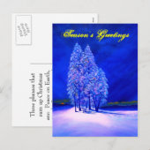 Sparren bomen blauw feestdagenkaart (Voorkant / Achterkant)