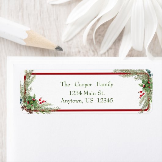 Sparren en hulstbessen etiket (Insitu)