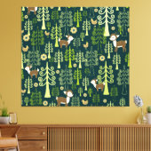  sparrenbomen, hertenmotief. canvas afdruk (Insitu (Woonkamer))